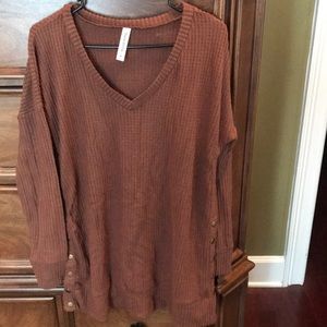 Zenana outfitters vneck waffle net tunic size XL